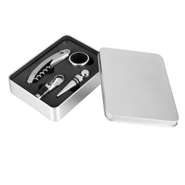 4pcs Wine Tools Tin Box Ensemble de vin