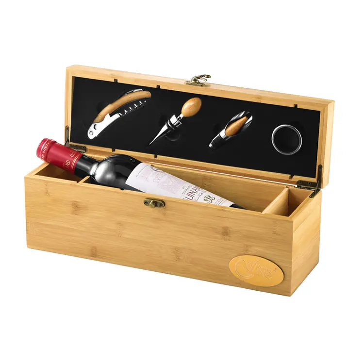 Ensemble de vin en bambou à bouteille unique